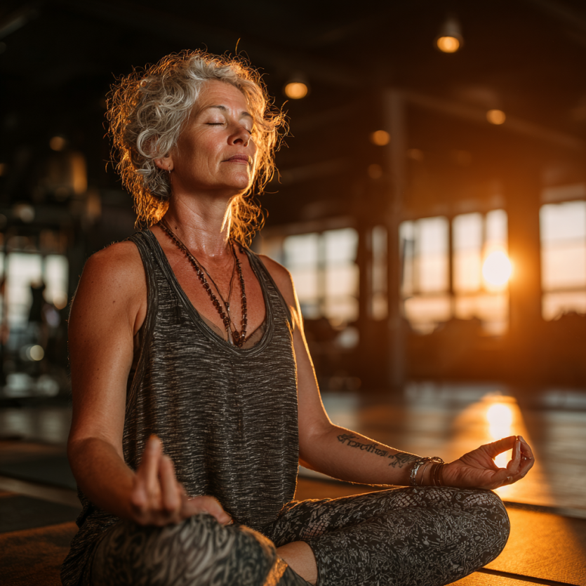 Інструктор йоги з літнім учнем